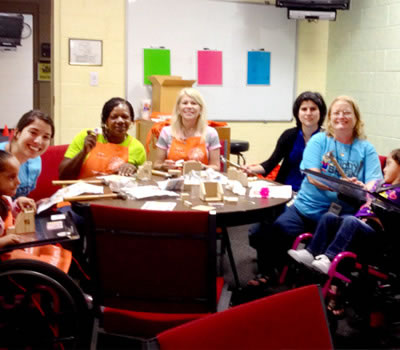 Buddies and their VIPs do arts & crafts at Calvary Assembly's Buddy Break